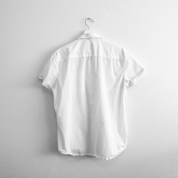 Calvin Klein Men's Oxford Short Sleeve Shirt Slim Fit Button Down White Large - Picture 2 of 2